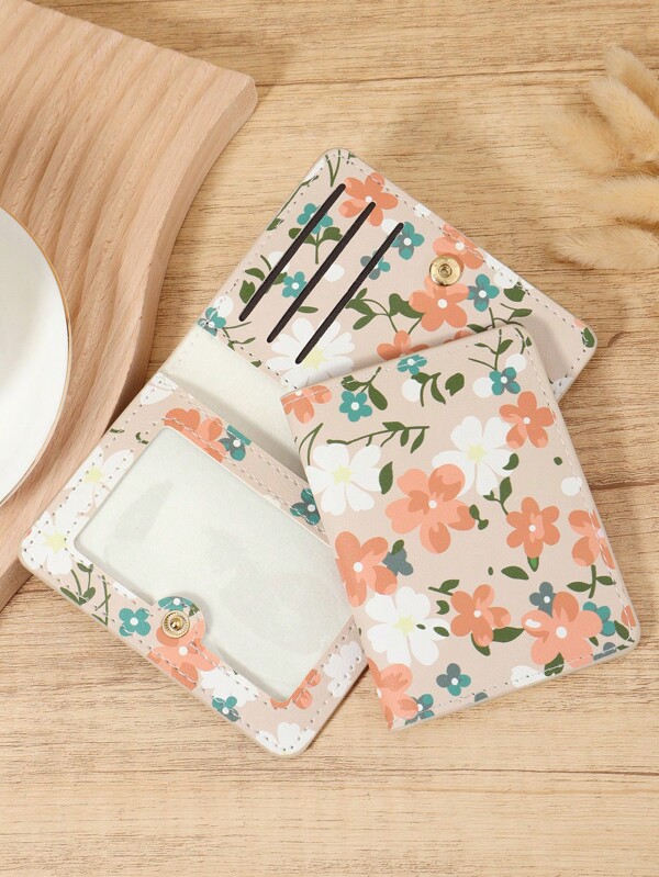 Floral Daisy Petal Pattern Mini Purse Pocket Wallet Fashion Minimalist Card Holder Slim Lightweight Portable Cash Money ID Card Credit Card Coin Pocket For Birthday Gift Gift Anniversary Lover Female Lady Girls Women Teenagers For College Student School Student Men Male