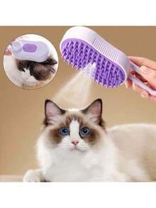 1PC Steamy Cat Brush 3 In 1 Electric Anti-Splashing Cat Brush With Steam Spray For Massage Pet Grooming Comb Hair Removal Combs New - Purple - View 3