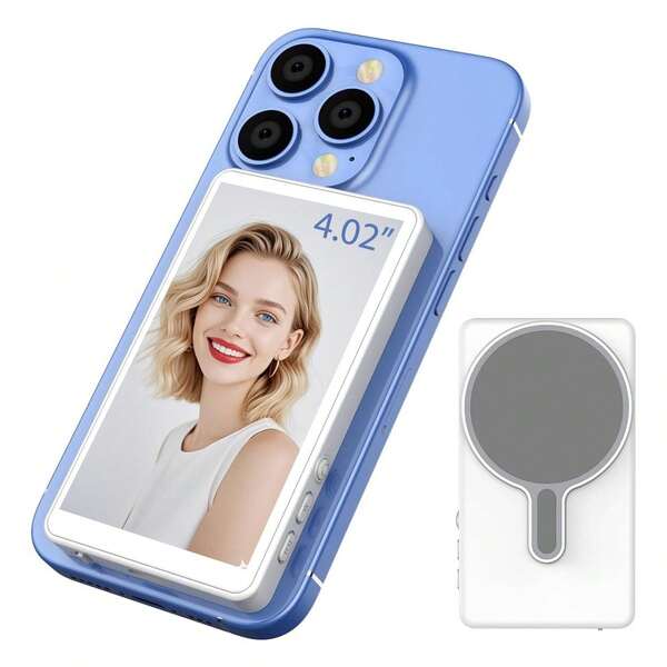 Magnetic Vlog Selfie Monitor Screen For Phone Vlog Selfie Monitor Screen Magnetic Mount For MagSafe Rear Camera For Selfie Vlog Live Stream Video Recording Wireless Connection