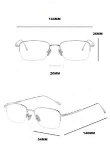 Ultra Light Half Frame Anti Fatigue Glasses For Men Women Non-Prescription Pc Lenses Fashion Glasses, Rectangular Design, Stainless Steel Material, Suitable For Various Occasion, Glasses Case Included - Multicolor - View 4