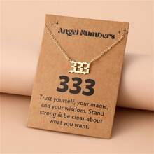 1 Women's Angel Digital Necklace Number 000-999 Gold Stainless Steel Digital Pendant