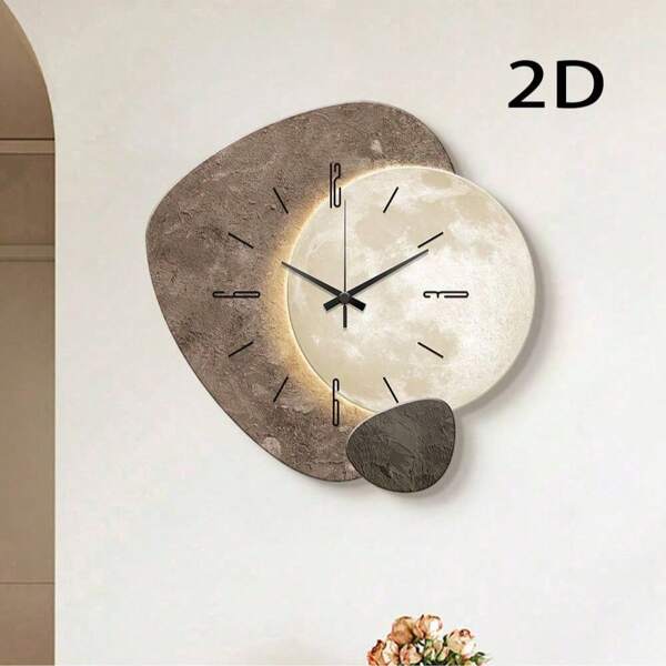 1 pièce Horloge murale plate 2D de style scandinave, mouvement silencieux, sans cadre, design moderne ultra-fin, style nordique. Décoration d'intérieur pour salon, chambre, café, bureau - Silencieuse, à piles, minimaliste, œuvre d'art contemporaine