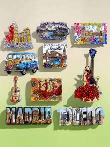 1 pieza Imán de nevera 3D de España, pegatina magnética para refrigerador de recuerdo de viaje para el hogar