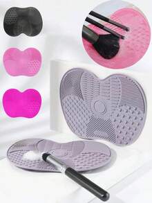 1个带吸盘的硅胶苹果清洁垫，硅胶清洁垫，美容工具，清洁垫，化妆刷，清洁垫，日常清洁美容刷，化妆刷，便携式清洁垫，赠品 - 彩色 - 查看 1