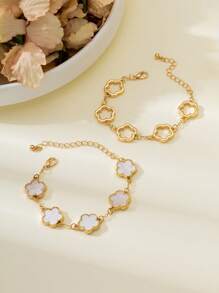 Set de 2 brățări clasice cu trifoi gol la modă, potrivite pentru petrecere și dans