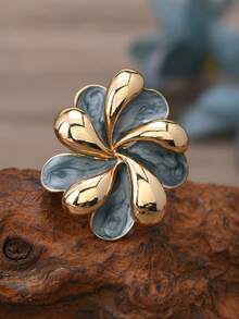 Anillo floral geométrico minimalista, adecuado para el uso diario de las mujeres y como regalo - Multicolor - Ver 2