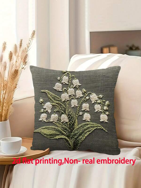 100% Polyester Decorative Pillow Cover, 18X18 Inch, Vintage Style, Dark Gray And White Floral Pattern, Machine Washable - Perfect For Sofa, Bedroom And Party Decoration (Pillow Insert Not Included)