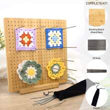 1 Pcs Handcrafted Wooden Blocking Board Crochet, Blocking Board For Square, Super Sturdy Blocking Board Crochet Wood For Crochet And Knitting Projects, Full Kit With Stainless Steel Pins, 1 Stand--Crochet Board-Large - Crochet Board-Large - 查看 5