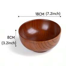 1 bol pentru salată/orez/supă din lemn de jujube lucrat manual, disponibile în diverse dimensiuni