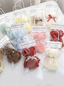 Set de 20 toallas con forma de oso, muñeco de oso, toalla facial suave y creativa, regalo de cumpleaños, regalos de boda, decoración de baño, regalos para fiestas - Azul - Ver 9