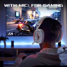 ATTACK SHARK L60 Headset Gamer Leve Sem Fio Over-Ear com Microfone Removível com Cancelamento de Ruído, Modos Tri-Modo (Cabo/BT/2.4G), Drivers de 40mm, Som Estéreo 5.1 Canais, Bateria de 40h+ para PC/Windows - Pó branco - Visão 6