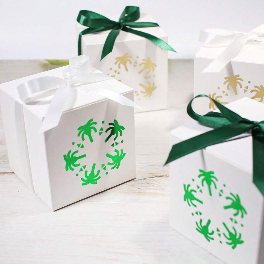 5/10/15/20pcs Set European Saudi Palm Tree July 4th White Gift Box Embossed Palm Tree Candy Box - Multicolor - View 1