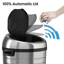 ITouchless SS Round Sensor Trash Can W AbsorbX Odor Control System And Wheels IT23RC - nhưẢnh - Xem 4