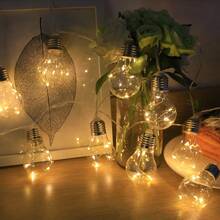 太阳能灯串复古爱迪生灯泡 - 8 种模式，防水防虫，适用于万圣节/圣诞节户外花园、露台、草坪装饰 - 彩色 - 查看 9