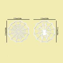 2 件万圣节饼干模具、卡通蜘蛛和蜘蛛网饼干模具和翻糖模具，适用于节日娱乐和日常家庭烘焙工具，易于塑形和脱模。 - 白色 - 查看 6