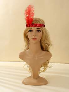 1 件 20 世纪 20 年代风格的羽毛头带，羽毛尺寸随机，适合女性单身派对、万圣节