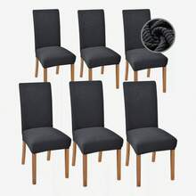 Juego de 6 piezas engrosadas y elásticas juego de asientos de restaurante doméstico antideslizante y resistente al desgaste juego de protección de sillas de restaurante - Gris Oscuro - Ver 3