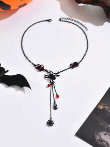 1 件哥特式蜘蛛网设计女士项链，独特的 Y 形项链，深色美学珠宝，适合日常佩戴、派对、活动、礼物
