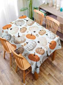 1pc Pumpkin Painting Pattern Tablecloth, Square Printed Tablecloth Suitable For Family Gatherings, Picnics, Kitchen And Dining Table Decor, Coffee Table Cover, Durable Tablecloth Mat, All-Season Home Decor Tablecloth Mat - Multicolor D - View 9