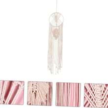 1 chiếc đồ trang trí treo tường dệt thủ công, kiểu Boho, có tua rua, dùng để trang trí nhà cửa, căn hộ, quà tặng tân gia hoàn hảo, trang trí phòng tập yoga và thiền (không bao gồm đèn) - Màu be - Xem 7