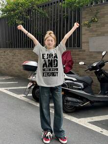 200g Pure Cotton T-Shirt 2025 Summer Ladies New Short Sleeve Pure Cotton Holiday Pattern Short Sleeve Round Neck Couple Wear Small Shirt Tops - Màu Xám nhạt - Xem 1