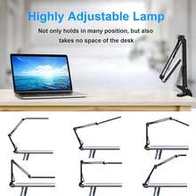 LED Desk Lamp For Home,Office,Reading,Adjustable Eye-Caring Desk Light With Clamp,Swing Arm Lamp Includes 3 Color Modes,10 Brightness Levels Table Lamps With Memory Function - màu đen - Xem 3