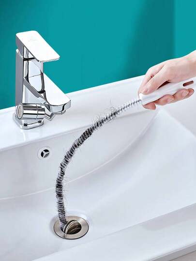 1/2/4件套白色管道疏通剂、毛发收集器、浴室/厨房清洁工具