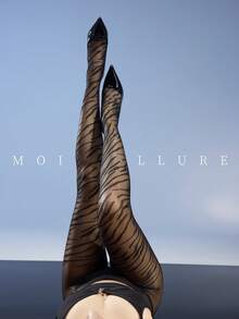 1pc Classic Fashion Jacquard Stockings, Elegant & Versatile, Easy To Pair With Various Outfits For Daily Wear - Black - View 1