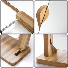Specchio per il trucco, specchio da tavolo in legno girevole a 360°, specchio singolo per il trucco, specchio da trucco portatile e rimovibile per spazio intimo HD, specchio da trucco da tavolo rettangolare con cornice in legno, specchio da appoggio con motivo a grana di legno