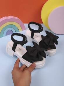 Neue Mädchen Sommer Mode Flache Sandalen, Schleifen Dekor Süße Süße Dicke Sohle, Geeignet Für Kinder Outdoor Spielen Und Urlaub