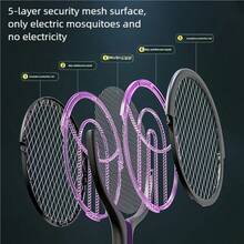 OBOVAY 6-In-1 Rechargeable Electric Mosquito Swatter, With Telescopic Handle, Electric Fly Swatter, Insect Repellent, Indoor Insect Repeller, Fly Repeller, Fruit Fly Repeller, Mosquito Repellent, 1200mAh - Multicolor - View 8