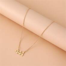 1 Women's Angel Digital Necklace Number 000-999 Gold Stainless Steel Digital Pendant