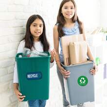 Trash And Recycle Stickers 5 Pcs For Bins, Recycling Stickers For Trash Can UV Stable And Weatherproof, Bin Labels For Kitchen Offi Garage Waste Basket Indoor Outdoor Use - Initial - View 6