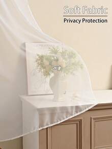 1pc Sheer Curtain With Multilayer Lace Trim, Allows Light Penetration With Privacy, Rod Pocket Top Design, Made Of Premium Soft Fabric, Good Drape, Suitable For Living Room, Bedroom, Bay Window And More - Multicolor - View 5