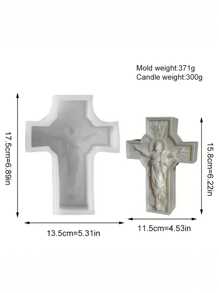 Classic European-Style Jesus Cross Silicone Mold - European Classical Art & Culture Decor, DIY Candle Making, Home Decor, Easy Demold, Suitable For DIY Crafts, Thanksgiving & Christmas Decor, Silicone Candle Mold, Holiday Decor Crafts, European Design, Easy Demold Material - White - View 9