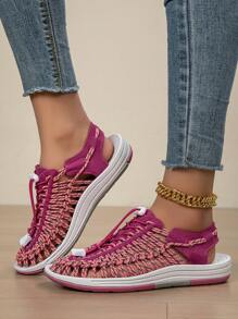 夏季新款加大码透气编织户外运动凉鞋，休闲沙滩鞋，男女徒步水鞋