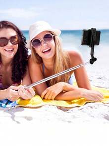 LED 三色便携式迷你蓝牙自拍杆，多角度可调三脚架，紧凑型 6.3 英寸可折叠，适用于直播、集体照和旅行，无线遥控器兼容大多数智能手机，兼容 Android 手机，适用于暑假、旅行、补光、户外活动、直播 Vlogging 设备 - 彩色 - 查看 5