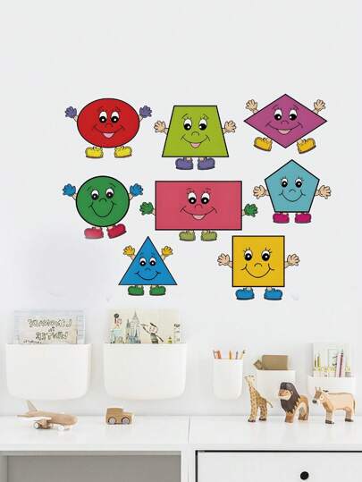 1 件 30*90 厘米 PVC 可移除墙贴，卡通几何图案装饰贴，适用于卧室、客厅、书房、家居墙壁装饰、房间装饰