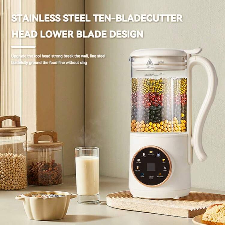 Automatic Full-Power Blender, Juicer, And Milk Maker; One-Button Operation, Powerful Motor; Suitable For Making Smoothies, Nut Butters, Soy Milk, Oatmeal, And Soy Yogurt. - Plug-In, Compact And Portable, Perfect For Small Kitchens. - UK Plug(220-240V) - View 6
