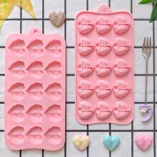 1pc 15-Cavity Heart Shaped Silicone Chocolate Mold, Heart Candy Cookie Mold