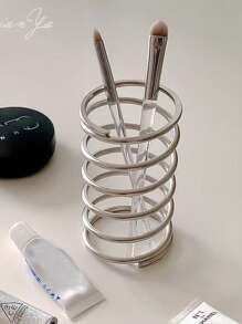 Modern Iron Toothbrush Holder - Round Design, Dust-Proof Makeup Brush And Pen Storage Box, No Electricity Required, Bathroom Accessories, Bathroom Accessories | Minimalistic Bathroom Accessories | Durable Toothbrush Holder, Toothbrush Holder Storage Box