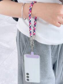 1 件彩色手工手机挂绳，创意涤纶腕带手机挂饰