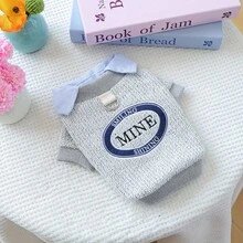 Ropa para mascotas, ropa para perros y gatos, para perros pequeños, cachorros, ropa de moda casual y bonita, cómoda para primavera y verano, estilo gris lino, trenzada, falsa de dos piezas - L - Ver 13