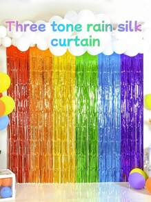 1 Set Of Colorful Rainbow Fringe Background Decoration, 1x2 Meter Rainbow Party Decoration, Metal Ribbon Decoration, Birthday Setup Party Supplies Background Decoration, Photo Booth Props, Suitable For Birthday Banquets, Pride Month Parties, Weddings, Engagements, Bridal Showers, Unicorn Themed Parties