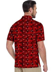 Men's Golf Shirts Short Sleeve Moisture Wicking Performance Print Patterns Casual Collared Golf Polo Shirt For Men-2025 - Màu Đỏ Sâu - Xem 7