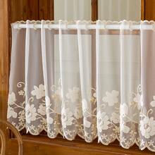 1pc Pastoral Delicate Floral Embroidery Sheer Summer Small Window Curtain, Rod Pocket Design, Suitable For Living Room, Bedroom, Balcony, Kitchen, Window Decor - White - View 11