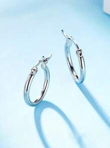 1 Pair Fashion 925 Sterling Silver Hoop Earrings Party Anniversary Ear Jewelry For Women Gift Fine Jewelry
