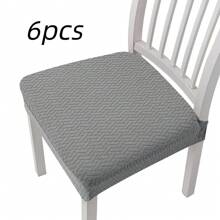 6pcs Dining Chair Cover, T-Shaped Long Grid Jacquard Chair Cover, Detachable And Washable Furniture Protection Cover, Dining Table Chair Cover, Household Cover, Home Chair Cushion Cover, Suitable For Decoration In Restaurants, Living Rooms, Bedrooms, Offices, And Hotels