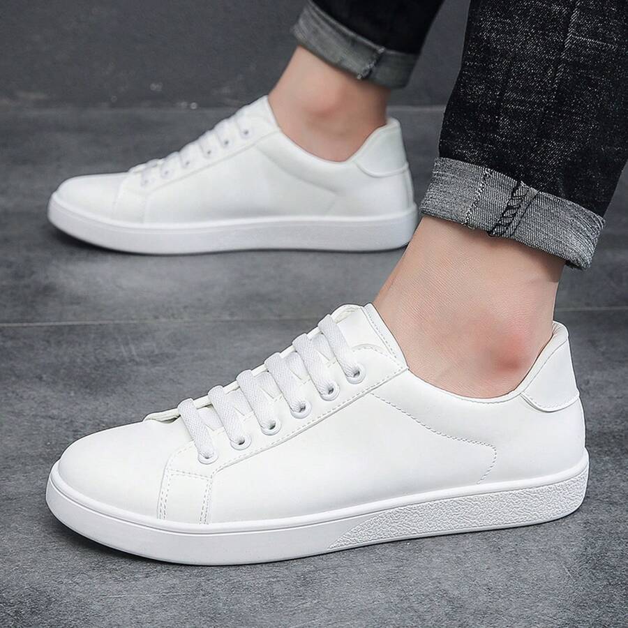 2025 Autumn New Fashion Sneakers Youth Student White Shoes Men's Shoes Korean Style Casual Shoes  Single Shoes - Toàn màu trắng - Xem 1