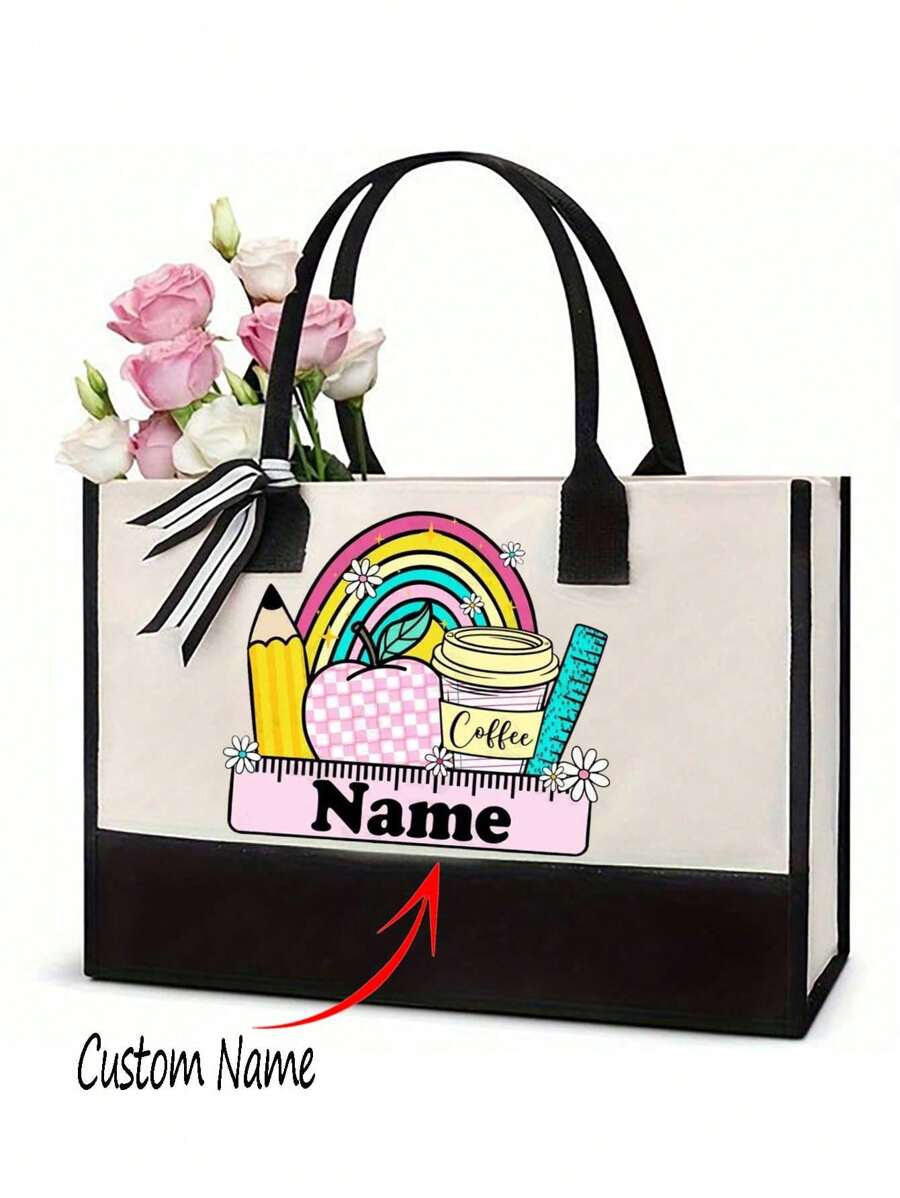 Personalized Teacher Bag, Customized Teacher Bag, Teacher Thank You Bag, Female Teacher Gift, Teacher Gift, Thank You Teacher Gift Bag, Nurse Gift, Nurse Tote Bag, Shoulder Tote Bag, Nurse Gift, Customized Nursing Bag, Nurse School Handbag, Bomina Style, College Style, Vacation Beach Summer Bag, Best Teachers Day Gift Forever - Multicolor - View 1